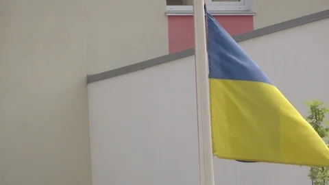 Flag of Ukraine on flagpole Stock Footage 95687884