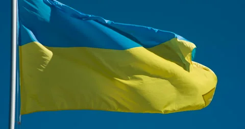 Flag of Ukraine Fluttering in the Wind 4K Stock Footage 109173913