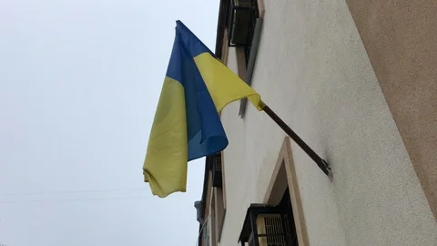 Flag of Ukraine fluttering in the wind. Stockbeeldmateriaal 104134653