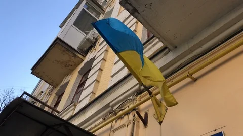 Flag of Ukraine fluttering in the wind 動画素材 109801816