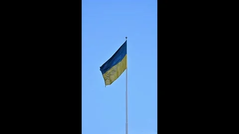 The flag of Ukraine fluttering in the wind Stock Footage 331314285