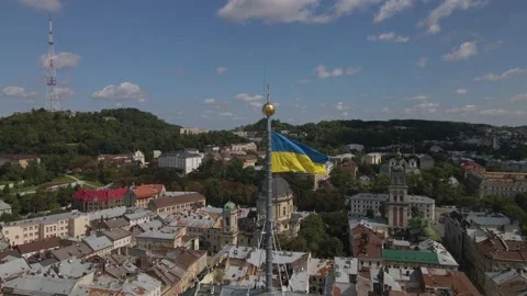 The flag of Ukraine flutters in the wind Stock Footage 171596275
