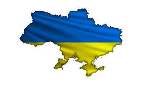 Flag Ukraine in the form of a map Stock Photos