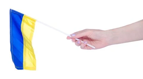 Flag of Ukraine in hand Stock Photos