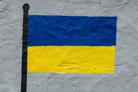 Flag of Ukraine, painted on a wall Stock Photos