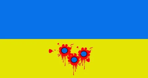 Flag of ukraine: protective shield from bullets. Concept - war in Ukraine, sp Stock Illustration