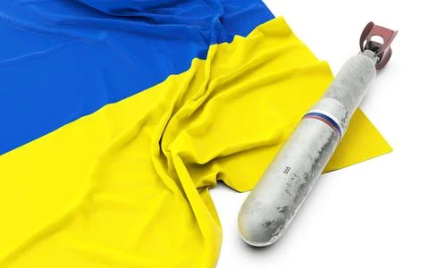 Flag Ukraine with Rocket Illustrazione stock