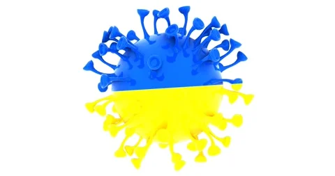 Flag of Ukraine on Seamless looping 3D animation of the covid-19 Corona Virus Stock Footage 167739125
