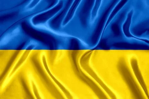 Flag Ukraine silk close-up Stock Photos