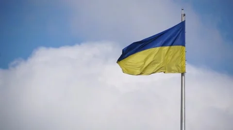 Flag Of Ukraine Sky Stock Footage 49410239