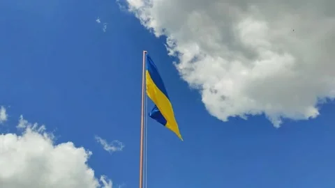 The flag of Ukraine as a symbol of freedom develops in the wind Video stock 197514606