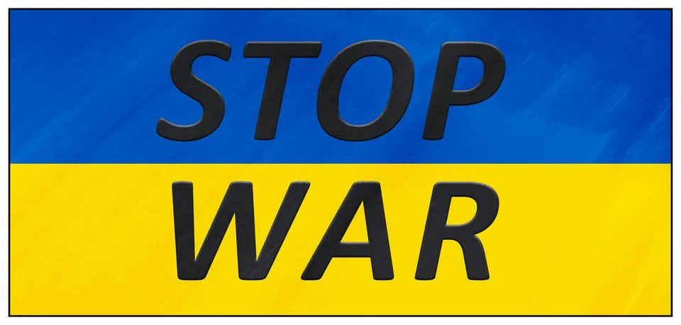 Flag Ukraine with text "Stop War" Stock Illustration