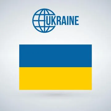 Flag of Ukraine. Vector illustration isolted on modernbackground with shadow. Stock Illustration