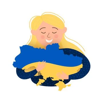 Flag ukraine vector. Ukrainian flag symbol with girl. Peace symbol. Vector 库存插图