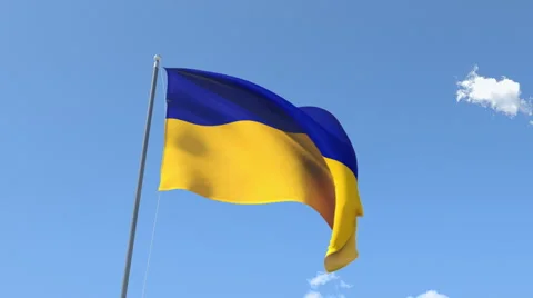 The flag of Ukraine Waving on the Wind. Stock Footage 50554906