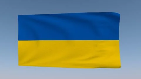 Flag of Ukraine in the wind. 3D rendering. Illustrazione stock
