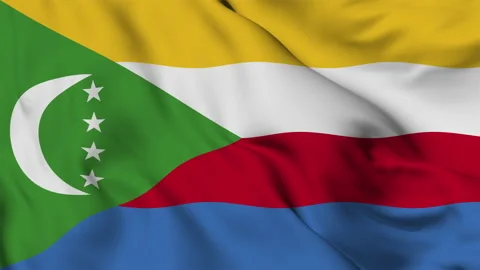Flag of the Union of the Comoros fluttering in the wind. Stock Footage 139923603