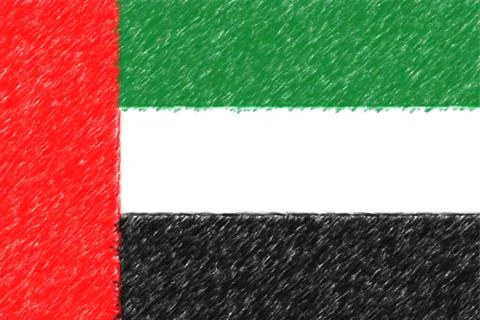 Flag of United Arab Emirates background o texture, color pencil effect. Illustrazione stock