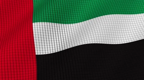 The flag of the United Arab Emirates is developing waves. Looped. Full HD 1080. Stock Footage 55158440