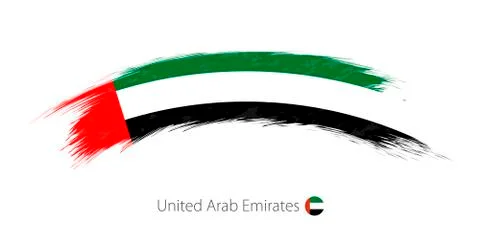Flag of United Arab Emirates in rounded grunge brush stroke. Stock Illustration