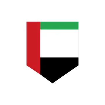 Flag of the United Arab Emirates in the shape of a shield. Vector. Stock Illustration