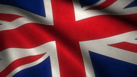Flag of the United Kingdom flying in the wind with high detailed fabric tex.. Stock Footage 70563657