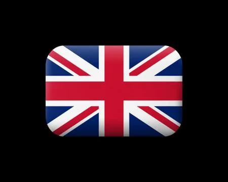 Flag of United Kingdom. Matted Vector Icon and Button. Rectangular Shape Stock Illustration