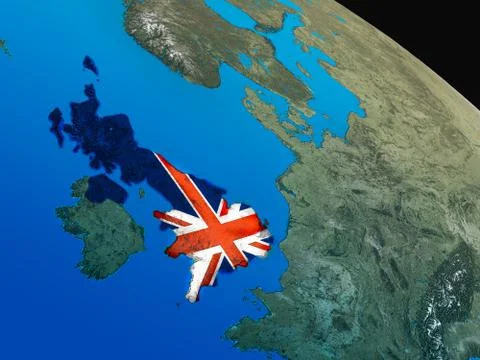 Flag of United Kingdom from space Stock Illustration