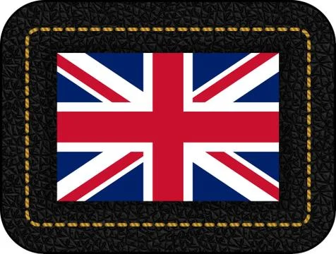 Flag of United Kingdom. Vector Icon on Black Leather Backdrop Stock Illustration