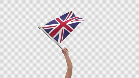 Flag of United Kingdom waving in hand - 3d render looped with alpha channel. Stock Footage 242571753