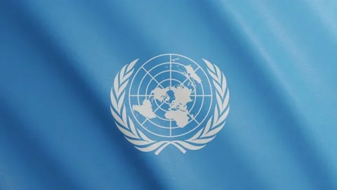 Flag of United Nations flag with Realistic Fabric Texture Waving in the Wind Stock Footage 148172391