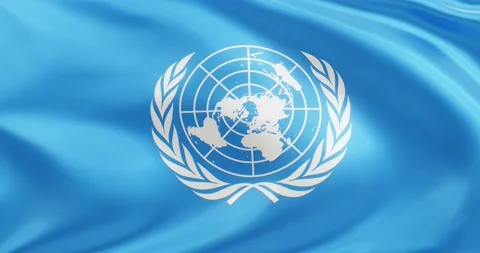 Flag of United Nations, Seamless looping animation fluttering in the wind Stock Footage 172529497