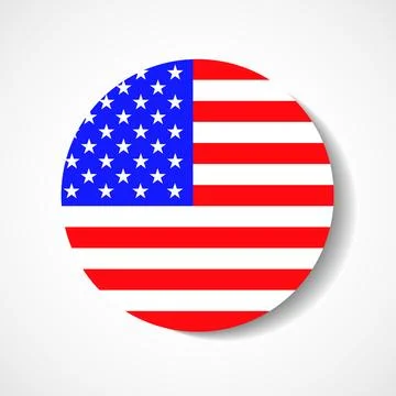 Flag of the United States in circle with shadow. Vector illustration Stock Illustration