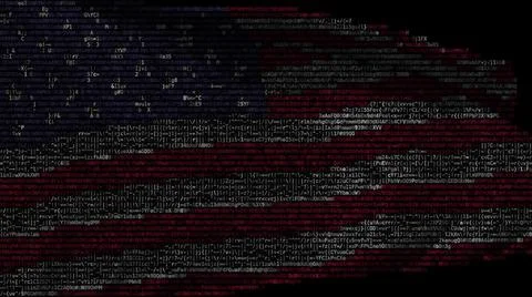 Flag of the United States made of computer code, 3d rendering Stock-Illustration