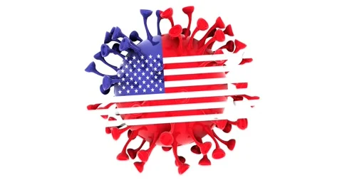Flag of the United States on Seamless looping animation of covid-19 Corona Virus Stock Footage 166464059