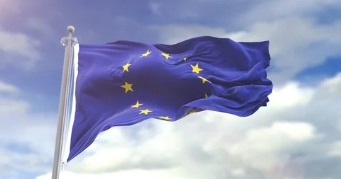 Flag Of United Union On Sky Background. United Union Flag Wave Slow, looped 4K. 스톡 동영상 96419451