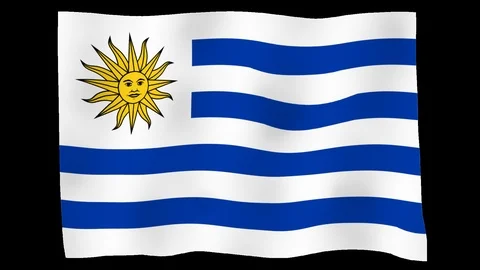 Flag of Uruguay, 60 fps, slow motion, lopped, alpha channel Stock Footage 100590018