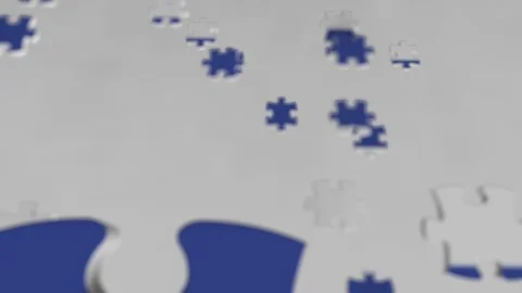 Flag of Uruguay being made with jigsaw puzzle pieces. Uruguayan problem solution Stock Footage 104251749