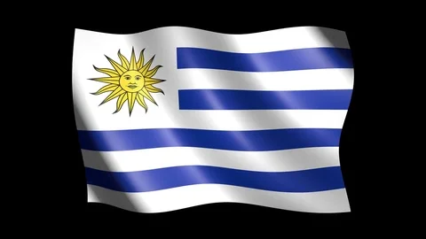 Flag of Uruguay isolated on alpha channel, seamless looping Stock Footage 73584091