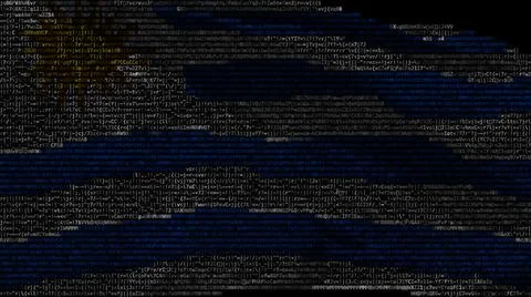 Flag of Uruguay made of computer code, 3d rendering Stock Illustration