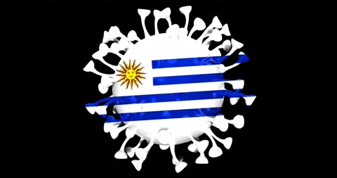 Flag of Uruguay on Seamless looping 3D animation of the covid-19 Corona Virus Stock Footage 167739148
