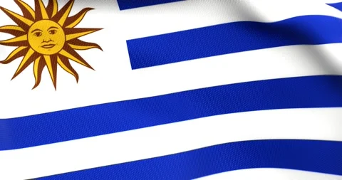 Flag of Uruguay Waving 3D Animation Close up, 4K UHD 60 FPS Stock Footage 165516636