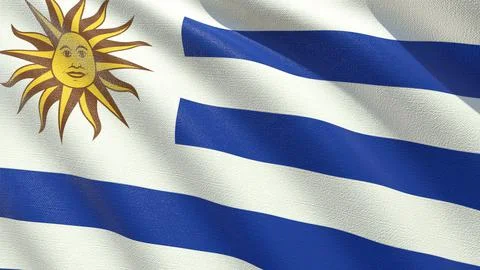 Flag of uruguay waving in the wind 3d-rendering Ilustração Stock