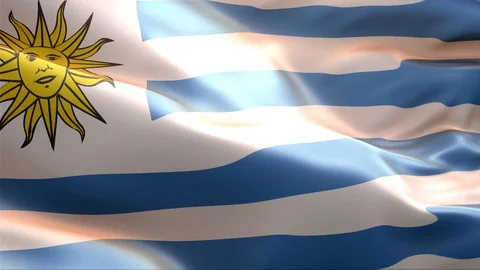 Flag of Uruguay waving in the wind. Stock Footage 129459267