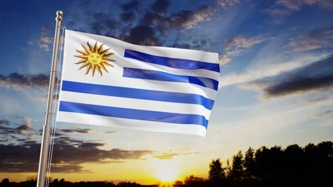 Flag of Uruguay waving in the wind Stock Footage 279401076