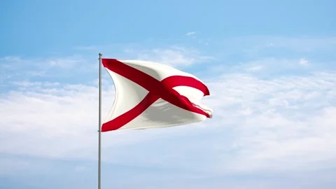 Flag US state Alabama waving in the wind. Stock Footage 276225645
