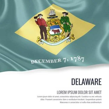 Flag of U.S. state Delaware waving on an isolated white background. State n.. Stock Illustration