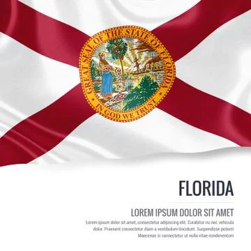 Flag of U.S. state Florida waving on an isolated white background. State na.. Stock Illustration