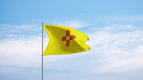 Flag US state New Mexico waving in the wind. Stock Footage 276225644