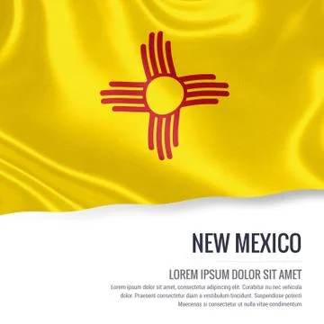 Flag of U.S. state New Mexico waving on an isolated white background. State.. Illustrazione stock